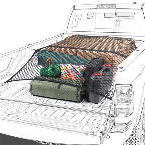 Amazon.com: Truck Bed Net, Highly Elastic Cargo Net for Pickup Truck Bed, Stretchable Mesh ...