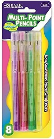 BAZIC Transparent Multi-Point Pencil. Non-Sharpening Pencil w/ Eraser ...