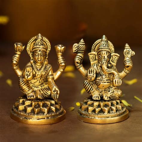 Ekhasa 100% Pure Brass Ganesh Lakshmi Idol | Pital Ganesha and Laxmi M ...