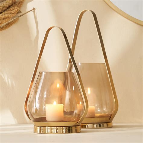 Buy Selena Accord Glass Lantern with Metal Handle from Home Centre at ...