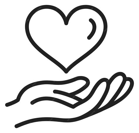 Premium Vector | Hand with heart sign Loving care line symbol
