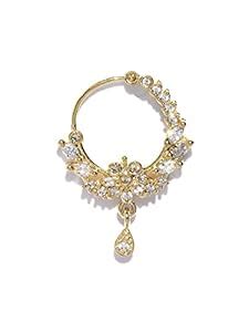 Buy Priyaasi Designer Gold American Diamond Gold-Plated Nosering For ...