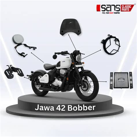 Jawa 42 Bobber Footrest, Visor, Backrest, Radiator & Headlight Grill T ...