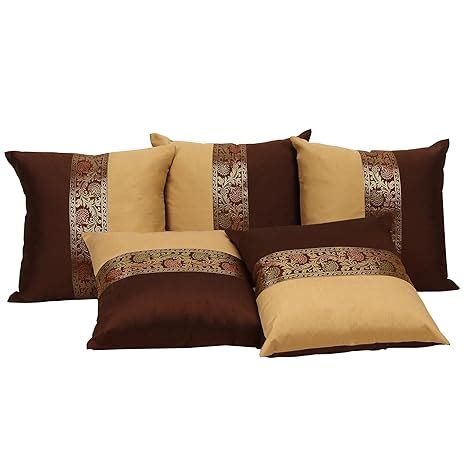 Buy DECOWAT Silk Cushion Covers (24 x 24 inch, Brown)-Set of 5. Online ...