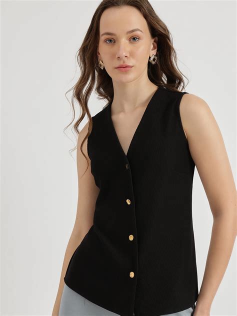 Ribbed Waistcoat - Black – FableStreet