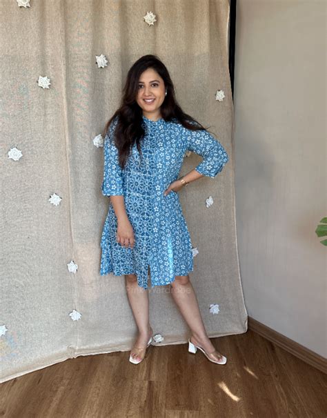 Seebasi printed dobby cotton tunic dress