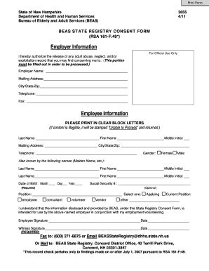 Nh Beas Form - Fill and Sign Printable Template Online