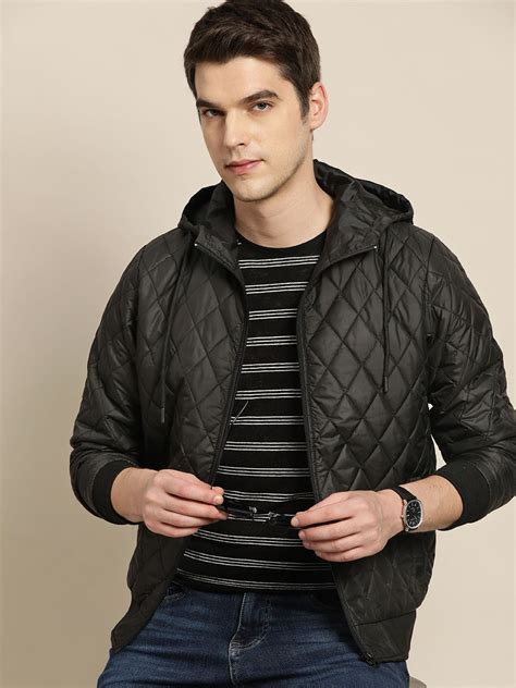 INVICTUS Men Black Solid Hooded Quilted Jacket - Price History