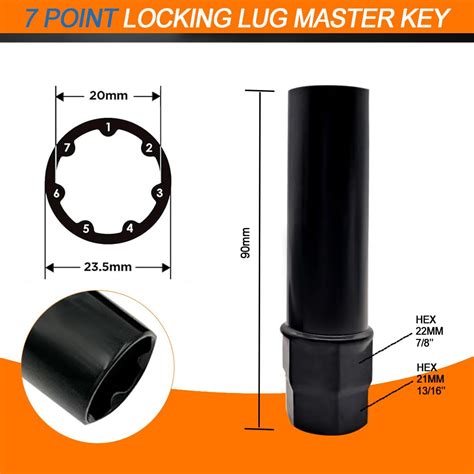 7 Spline Lug Nut Socket 2-Pack Black Spline Lug Nut Socket Key Tool ...
