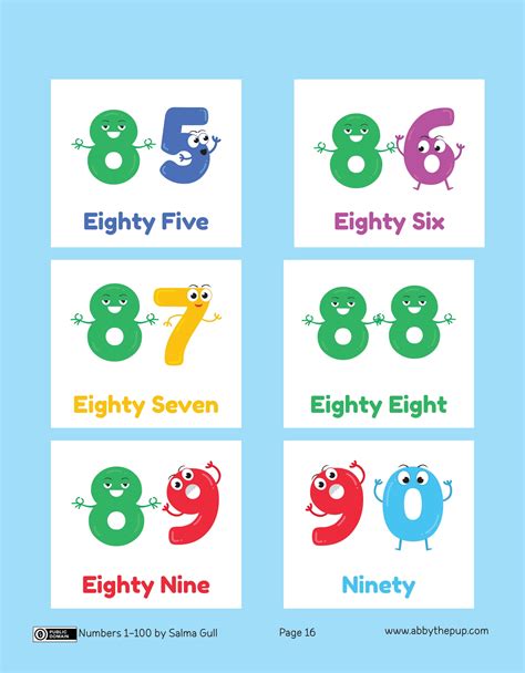 Numbers 85-90 flash cards | Free Printable Papercraft Templates