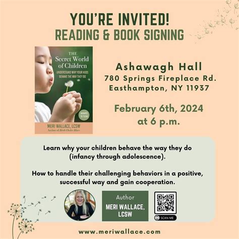 Reading and Book Signing, Ashawagh Hall, Amagansett, 6 February 2024 ...