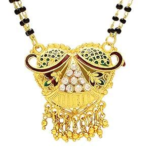 Buy Memoir Gold plated CZ with Meenakari Gujarti Mangalsutra Tanmaniya ...