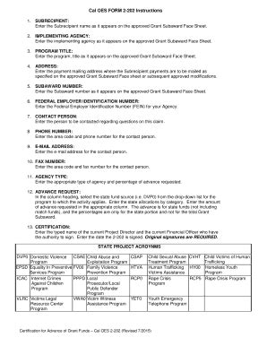 Fillable Online Cal OES FORM 2-202 Instructions Fax Email Print - pdfFiller