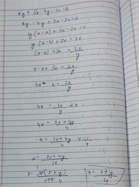 Xy+5x-4y-20 give this answer - Brainly.in