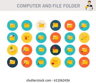 Computer File Folder Concept Flat Icons Stock Vector (Royalty Free ...