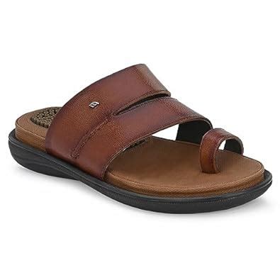egoss Sweet Pain Premium Genuine Leather Slipper Sandals for Men (Tan-7 ...