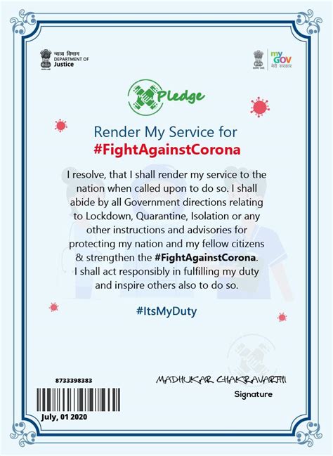 Pledge to fight against Covid-19 - Self4Society