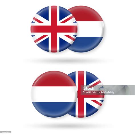Netherlands Or Holland And Uk Circle Flags 3d Icon Round British And ...