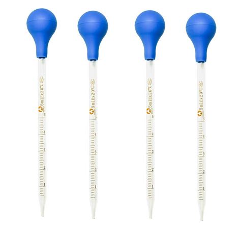 Buy 4 Pack (5ml) Glass Graduated Dropper Pipettes Lab Dropper with Blue ...