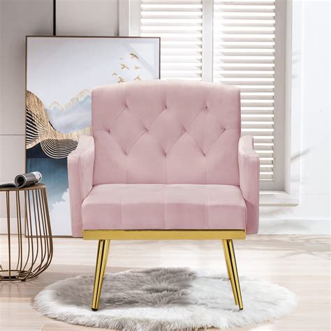 Velvet Accent Chair, Comfy Tufted Upholstered Armchair, Gold Legs - 28 ...