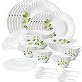 Larah by Borosil Green Leaves Silk Series Opalware Dinner Set | 35 ...