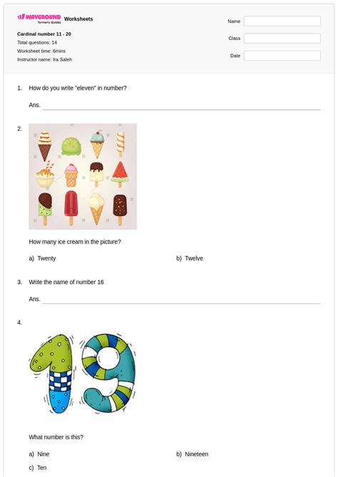 50+ Identifying Numbers 11-20 worksheets for Class 1 on Wayground ...
