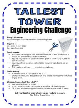 Tallest Tower Note Card Challenge 的图像结果