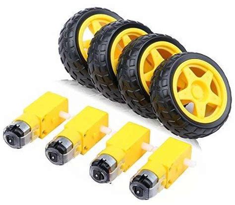 Robotronics DC Gearbox Motor TT Motor With Tire Wheel DC 3-6V for ...