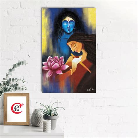 Lord Radha Krishna Religious Original Design Canvas Printed Wall ...