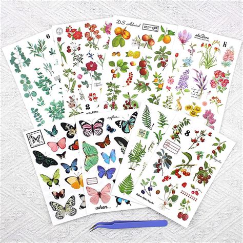 Vintage Rub On Transfers Stickers for Crafts 8 Sheets Scrapbooking ...