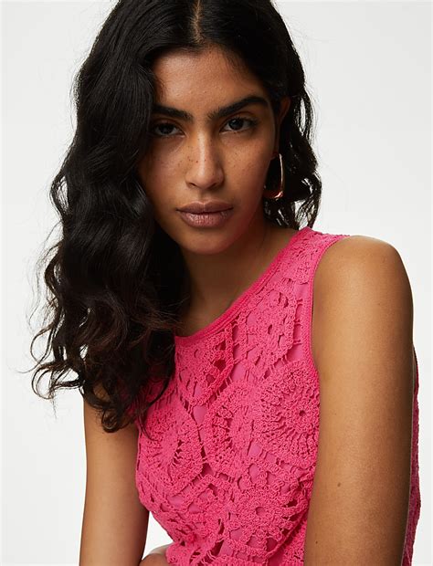 Buy Cotton Rich Broderie Vest at Marks & Spencer