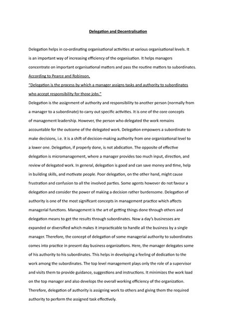 Ppm 08 - Short summary note - Delegation and Decentralisation ...