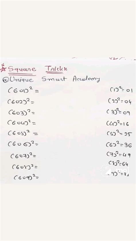 Image result for Square Numbers Tricks