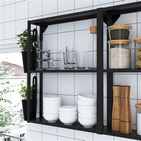 ENHET wall fr w shelves, anthracite, 60x15x75 cm (235/8x57/8x291/2") - IKEA