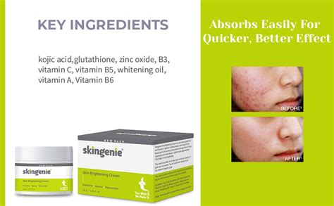 SKINGENIE Skin Brightening Night Cream | With Glutathione & Kojic Acid ...