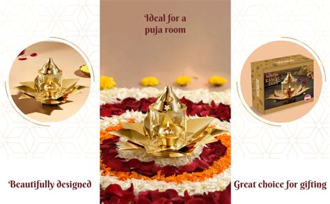 Buy Borosil Small Size Kamal Diya Decorative Brass Glass Oil Lamp | Tea ...