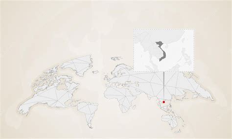 Premium Vector | Map of Vietnam with neighbor countries pinned on world map