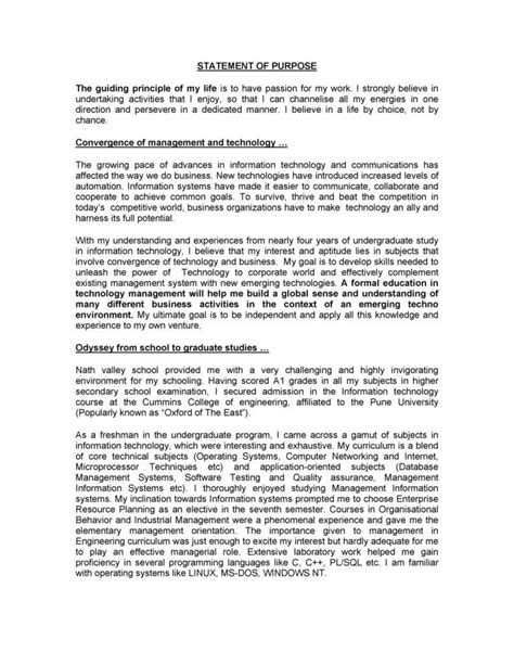 Image result for Statement of Purpose Graduate Examples