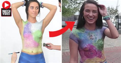 Stunning brunette hits streets wearing ONLY body paint – but then it ...