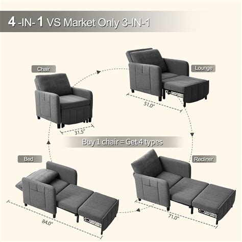 ZZW Sleeper Chair, 84 Extra Long Convertible 4-in-1 India | Ubuy