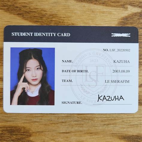 Kazuha Official Student Identity Card Le Sserafim | Ubuy India