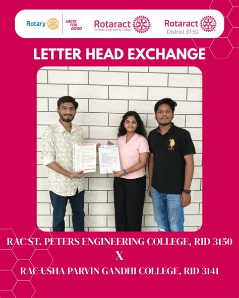 Letterhead Exchange with RAC Usha Pravin Gandhi College- RID 3141 ...