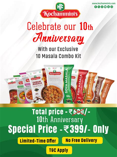 Kochamminis 10th Anniversary 10 Masala Combo at ₹399.