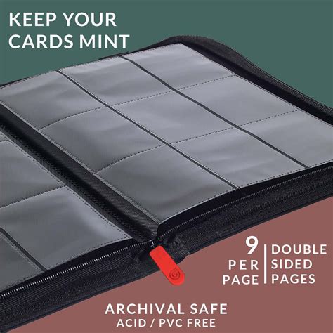 Buy 9 Pocket Premium Trading Card Zip Binder | 360 Secure Side Loading ...