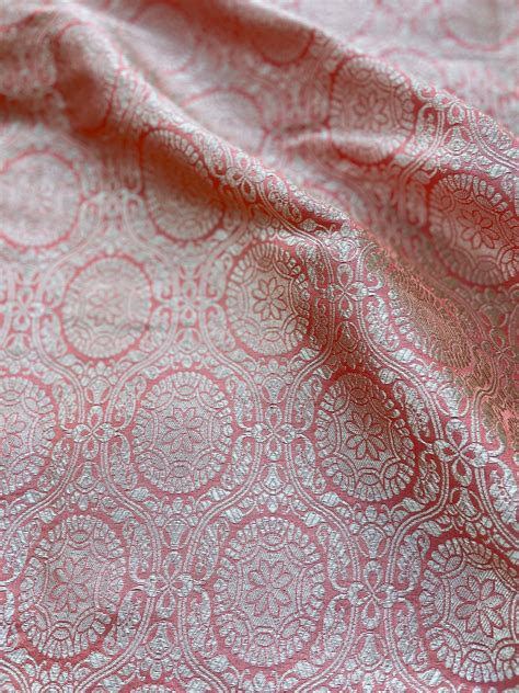 Naqshi Weaving Peach Fabric – Umay Benaras