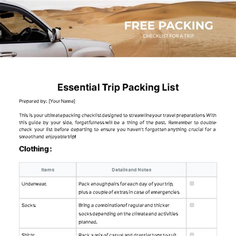 Image result for Packing Checklist