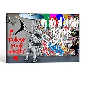 Graffiti Wall Art - Banksy Canvas Wall Art, Oversized Batman Vs ...