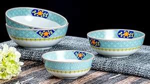 GOLDEN QUEEN'S Handcrafted Floral Ceramic Bowls, 3 Pcs Set (500ml ...