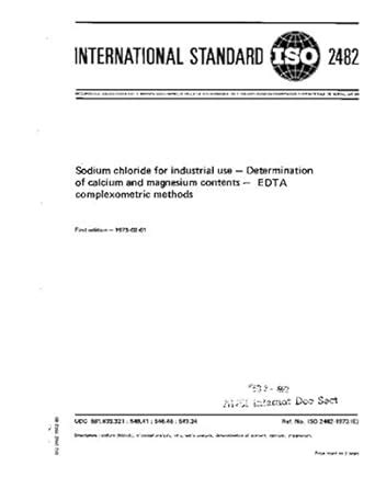 ISO 2482:1973, Sodium chloride for industrial use - Determination of ...