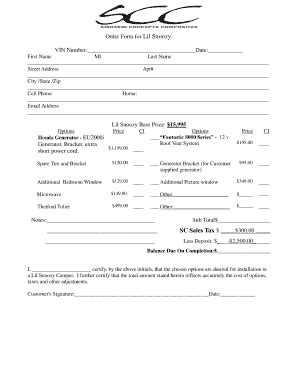 Fillable Online Order Form for Lil Snoozy Fax Email Print - pdfFiller